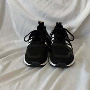 Adidas Black and White Sneakers with leopard and gold accents